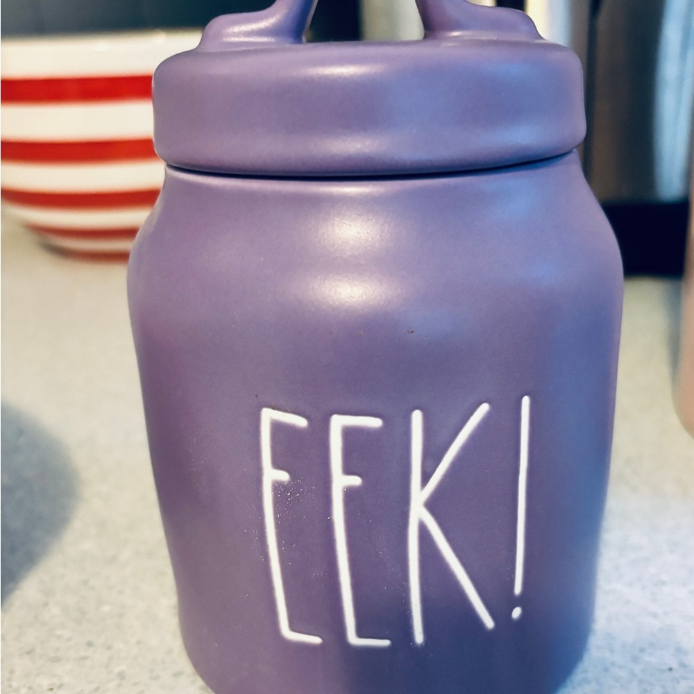 Rae Dunn Lavender 'EEK!' Ceramic Jar